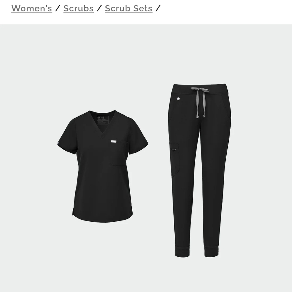 Figs Black Scrub Set for Women
